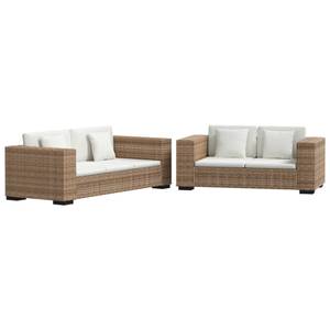 Sofa(2er Set) 298667-2 Braun - Rattan - Massivholz - 162 x 61 x 80 cm