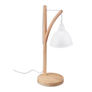 Lampe de table avec abat-jour suspendu Marron clair - Blanc