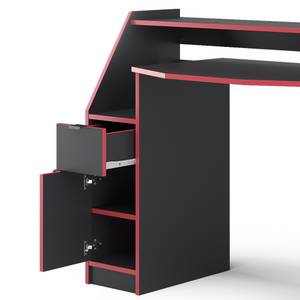 Bureau ordinateur Joel 123cm noir/rouge Noir - Rouge - Bois manufacturé - 123 x 90 x 55 cm