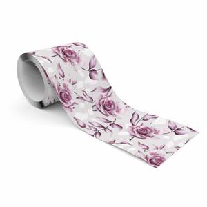 Bande Décorative Roses Fleurs Feuilles Gris - Mauve - Blanc - Papier - Textile - 10 x 300 x 300 cm