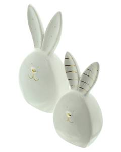 Hase Goldmuster Set 2tlg. Grau - Porzellan - 5 x 15 x 3 cm