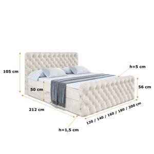 Boxspringbett BOXI8-Z Beige - Breite: 140 cm - H4