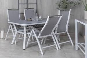 Gartenmöbel-Set Virya (5-teilig) Weiß - Metall - 90 x 74 x 160 cm