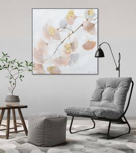 Tableau peint à la main Charm of Autumn Beige - Marron - Bois massif - Textile - 80 x 80 x 4 cm