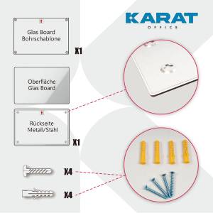 Design-Glas Memoboard Brush Rot - 46 x 91 cm