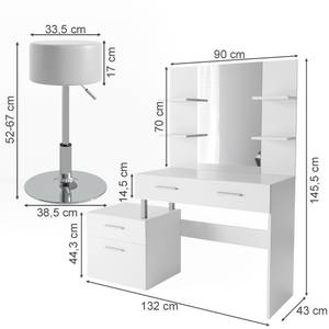 Coiffeuse Maria blanche avec tabouret Blanc - Bois manufacturé - 132 x 146 x 43 cm