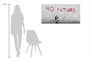 Tableau peint Banksy's No Future Rouge - Bois massif - Textile - 120 x 60 x 4 cm