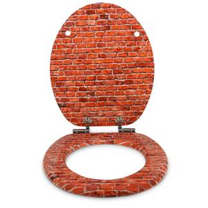 WC-Sitz mit Absenkautomatik - Bricks Braun - Rot - Holzwerkstoff - 38 x 5 x 44 cm