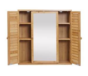 Spiegelschrank B18 Braun - Bambus - Glas - 60 x 60 x 15 cm