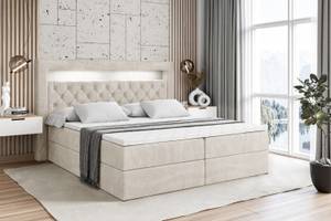 Boxspringbett - NOEL GOLD - LED Ecru - Breite: 200 cm - H3