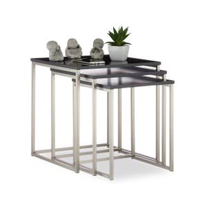 Beistelltisch quadratisch 3er Set Schwarz - Silber - Holzwerkstoff - Metall - 40 x 42 x 40 cm