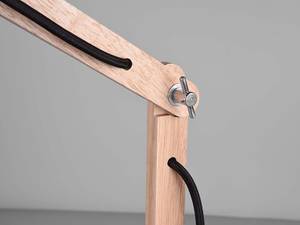 Schreibtischlampe Leselampe dimmbar Holz Schwarz - Braun - Metall - Massivholz - 16 x 50 x 38 cm