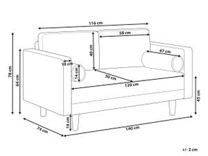 2-Sitzer Sofa NURMO Braun - Textil - 140 x 78 x 74 cm