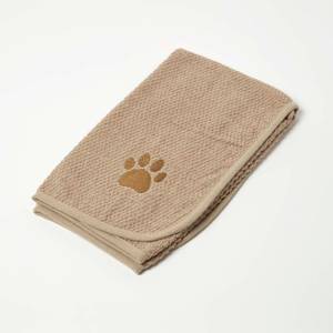 Hundehandtuch 2er-Set mit Pfoten Beige - Textil - 65 x 1 x 75 cm