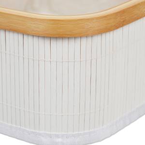 Lot de 3 paniers de rangement en bambou Blanc - Bambou - Bois manufacturé - Textile - 34 x 13 x 34 cm