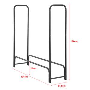 Kaminholzregal Kwethluk Schwarz - Metall - 124 x 124 x 35 cm