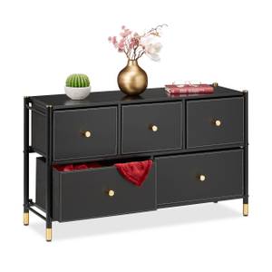 Commode avec 5 tiroirs Noir - Doré - Bois manufacturé - Métal - Matière plastique - 100 x 59 x 30 cm