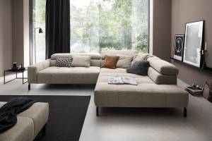 Ecksofa OHIO Beige - Armlehne davorstehend rechts - Ecke davorstehend rechts