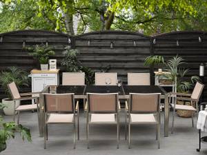 Gartenset GROSSETO 9-tlg Beige - Schwarz - Silber