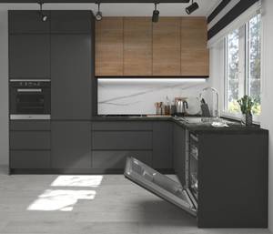 Küchenzeile AVELLINO M1 (Teilauszug) Braun - Grau - Holzwerkstoff - 302 x 243 x 232 cm