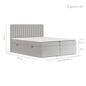 Boxspringbett Spencer mit Bettkasten Hellgrau - Breite: 180 cm