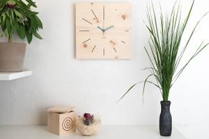 Horloge murale design Azuhr Zirbe eckig Beige - En partie en bois massif - 30 x 30 x 4 cm