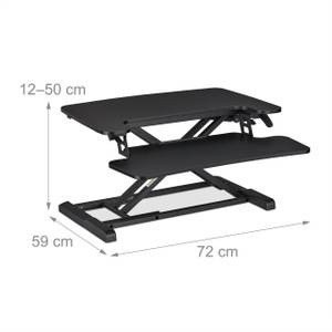 Höhenverstellbarer Schreibtischaufsatz Schwarz - Holzwerkstoff - Metall - 72 x 50 x 59 cm