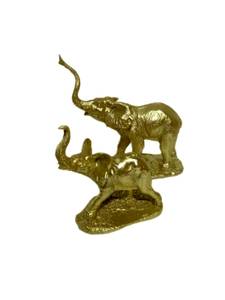 Skulptur Elefant 2er Set Gold Gold - Metall - Stein - 25 x 24 x 9 cm