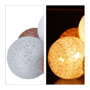 Guirlande Lumineuse LED 10 Boules Coton Gris - Marron clair - Blanc