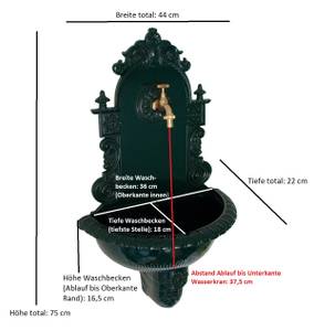 Wandbrunnen TIROL Grün - Metall - 44 x 75 x 18 cm