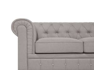 Ecksofa CHESTERFIELD Beige - Eiche Dunkel - 280 x 77 x 85 cm - Textil