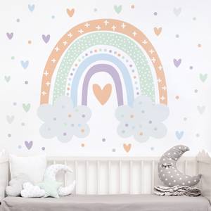 Wandtattoo Regenbogen mit Wolken Pastell 60 x 60 cm