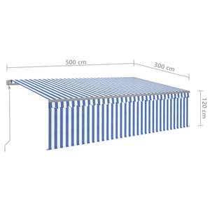 Auvent rétractable 3014355-2 Bleu - Largeur : 500 cm