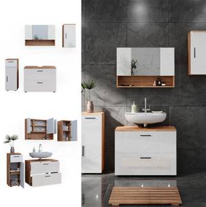 Badmöbel Set Irma 40548 Braun - Weiß - Holzwerkstoff - 80 x 58 x 41 cm