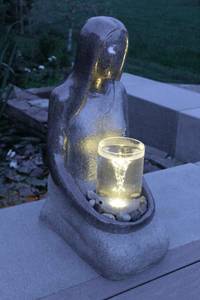 Led Gartenbrunnen FoDonna Grau - Kunststoff - 29 x 68 x 42 cm