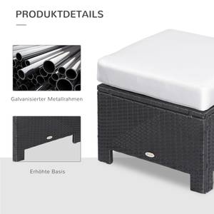 Fußstütze 841-002V02BK Schwarz - Weiß - Polyrattan - 50 x 35 x 50 cm