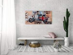 Wandbild 3D Trip to London Beige - Metall - Holz teilmassiv - 100 x 50 x 7 cm