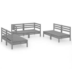 Salon de jardin Gris - Bois massif - Bois/Imitation - 64 x 63 x 64 cm