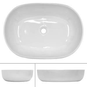 Waschbecken Ovalform 600x420x145mm Weiß Keramik