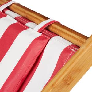 Liegestuhl 2er Set Bambus Rot - Weiß - Bambus - Textil - 55 x 79 x 90 cm