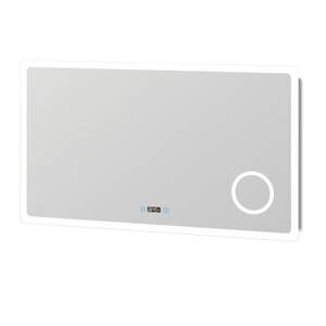 LED Badspiegel mit Uhr Lupe HD15 160 x 80 cm