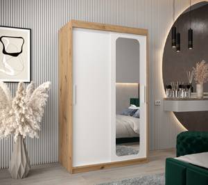 Armoire à portes coulissantes promo t2 Imitation chêne - Blanc - Largeur : 120 cm - 2 porte