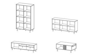 Wohnzimmer-Set MADIS 4-teilig Braun - Holzwerkstoff - 421 x 149 x 40 cm