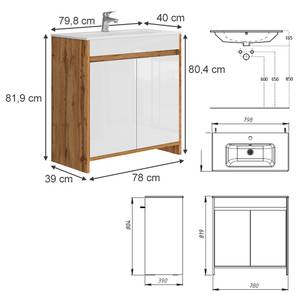 Waschbeckenunterschrank Lemgo 49838 Braun - Weiß - Holzwerkstoff - 80 x 82 x 40 cm