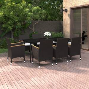 Garten-Essgruppe (9-teilig) 3013438-4 Schwarz - Metall - 100 x 74 x 200 cm