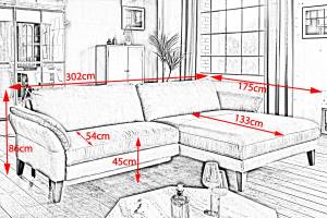 Ecksofa MALTA Anthrazit - Höhe: 86 cm - Armlehne davorstehend rechts - Ecke davorstehend rechts