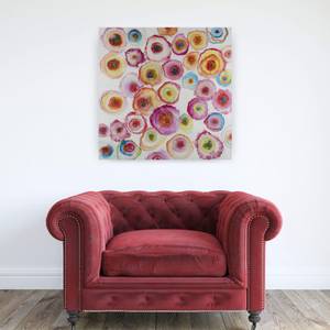 Acrylbild handgemalt Blütenkunst Pink - Massivholz - Textil - 80 x 80 x 4 cm