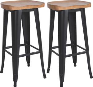 Tabouret de bar Clara Lot de 2 Noir - Bois manufacturé - 41 x 80 x 32 cm