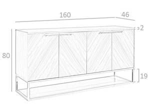 Buffet en bois de noyer et acier chromé Marron - Bois manufacturé - 160 x 80 x 46 cm