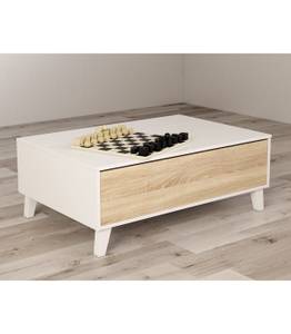 Table basse Zaiken Plus Blanc - Bois manufacturé - Matière plastique - 68 x 38 x 100 cm